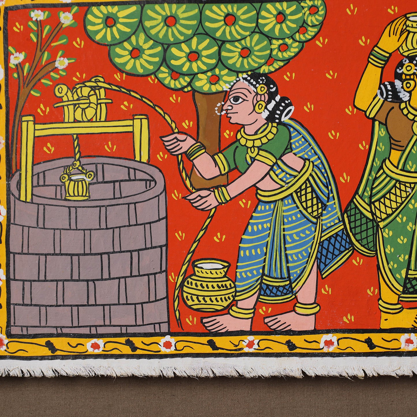 Handpainted Cheriyal Scroll Painting by Dhanalakota Sai Kiran (8 x 14 in) 08