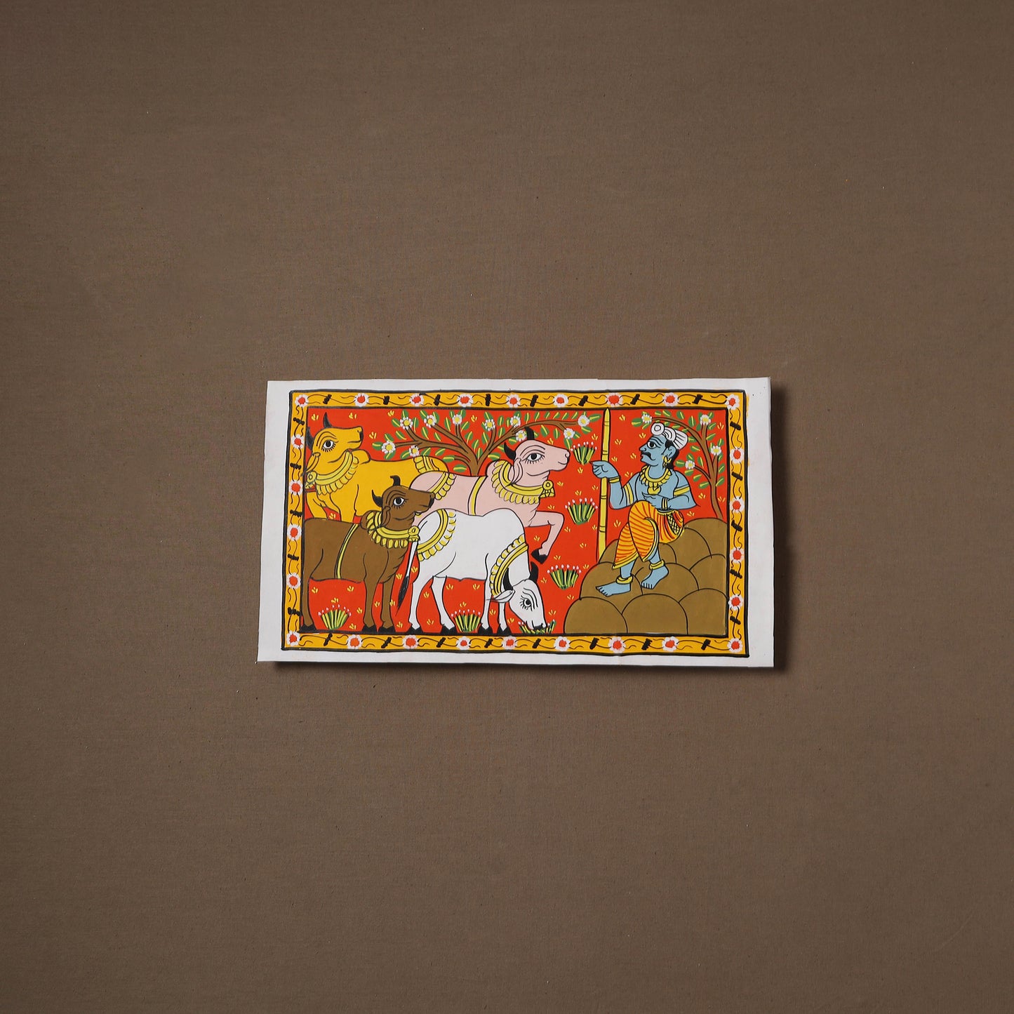 Handpainted Cheriyal Scroll Painting by Dhanalakota Sai Kiran (8 x 14 in) 09