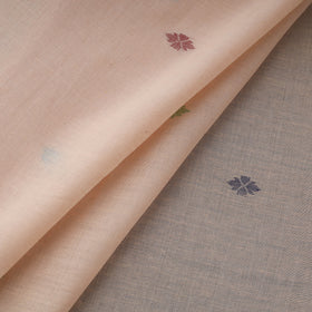 Peach - Phulia Jamdani Buti Pure Handloom Cotton Fabric (Count 84/92) 21