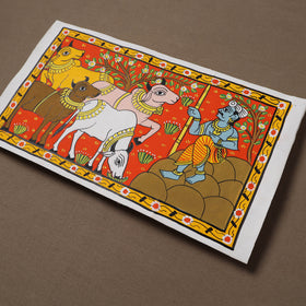 Handpainted Cheriyal Scroll Painting by Dhanalakota Sai Kiran (8 x 14 in) 09