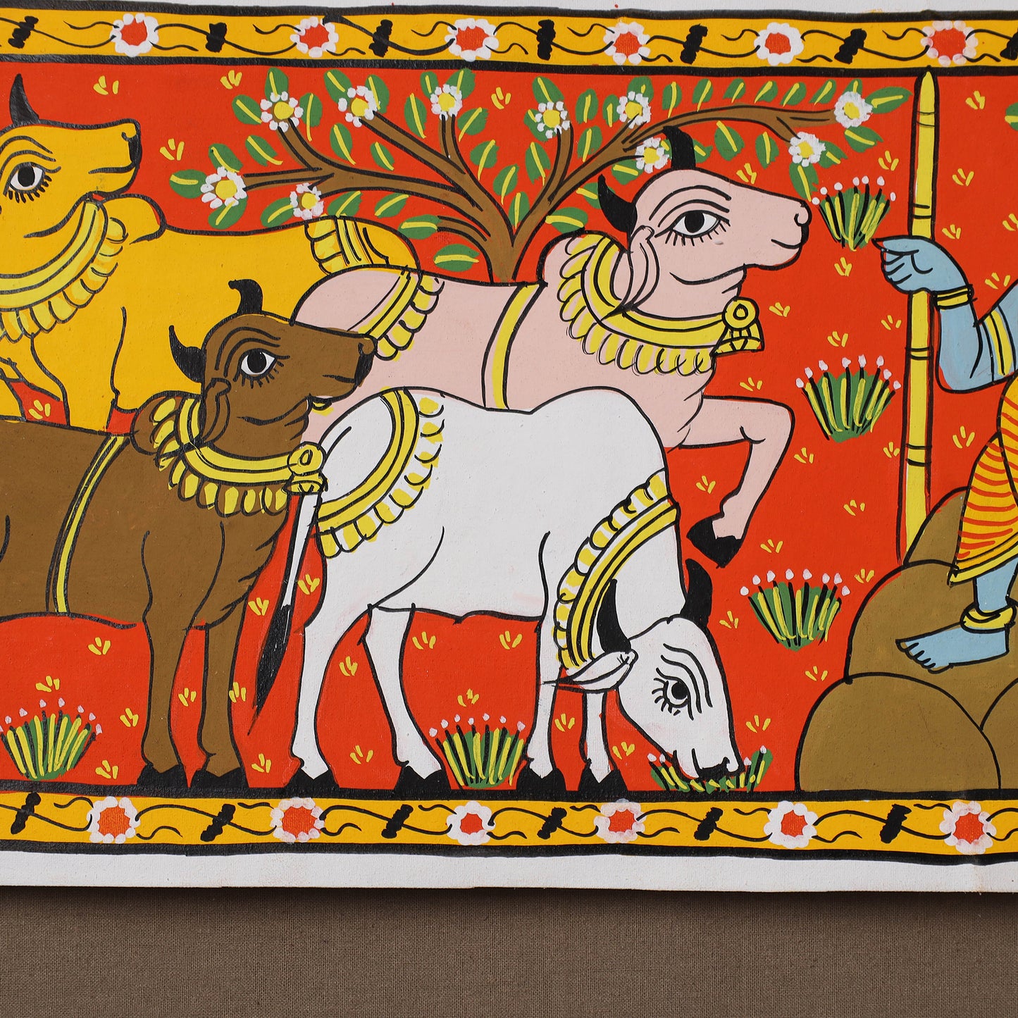 Handpainted Cheriyal Scroll Painting by Dhanalakota Sai Kiran (8 x 14 in) 09