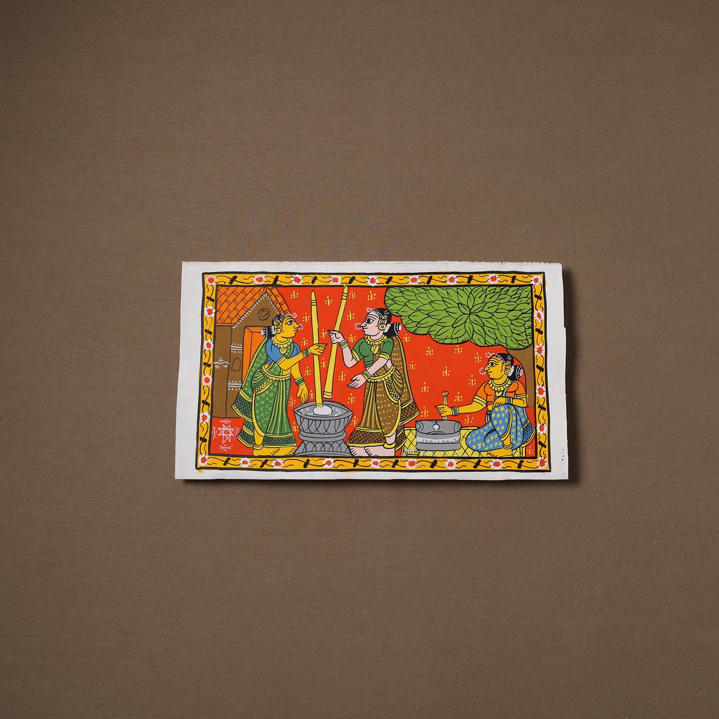 Handpainted Cheriyal Scroll Painting by Dhanalakota Sai Kiran (8 x 14 in) 10