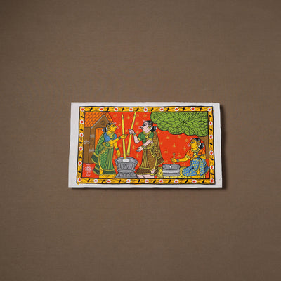 Handpainted Cheriyal Scroll Painting by Dhanalakota Sai Kiran (8 x 14 in) 10