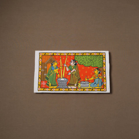 Handpainted Cheriyal Scroll Painting by Dhanalakota Sai Kiran (8 x 14 in) 10