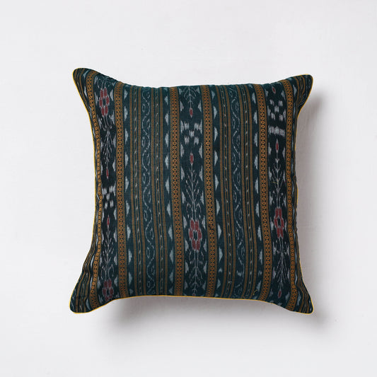 Green - Sambalpuri Ikat Cotton Cushion Cover (16 x 16 in)