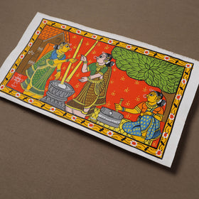 Handpainted Cheriyal Scroll Painting by Dhanalakota Sai Kiran (8 x 14 in) 10