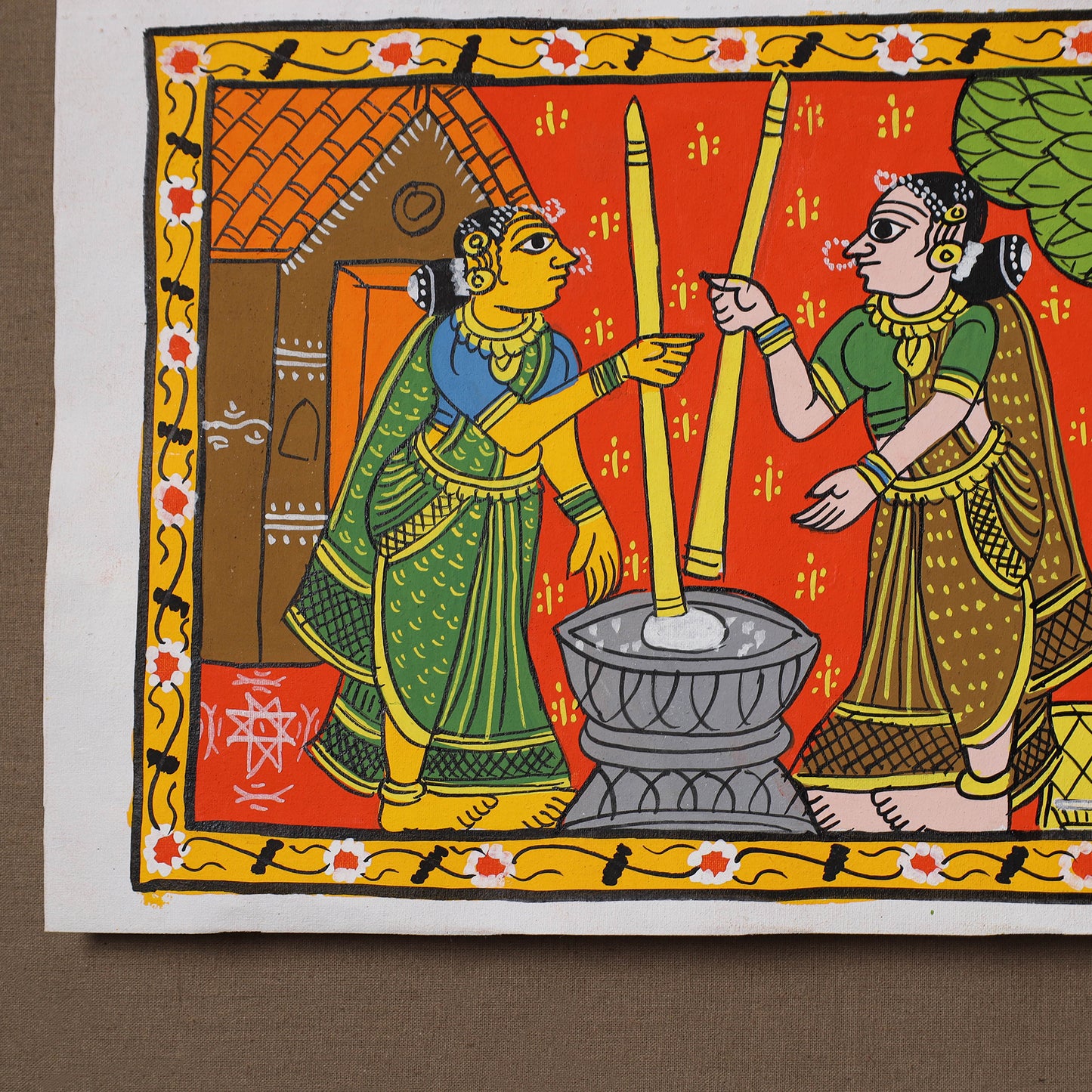 Handpainted Cheriyal Scroll Painting by Dhanalakota Sai Kiran (8 x 14 in) 10