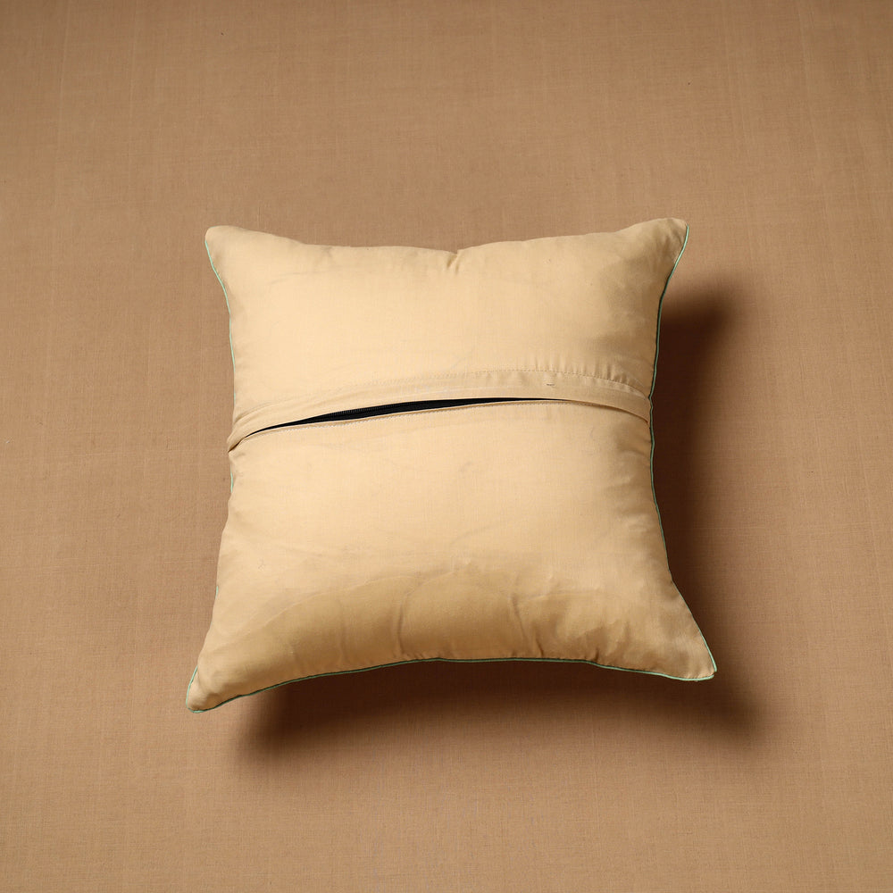 Brown - Block Print Cotton Sanganeri Cushion Cover (16 x 16 in) 86