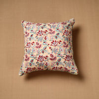 Beige - Block Print Cotton Sanganeri Cushion Cover (16 x 16 in) 87