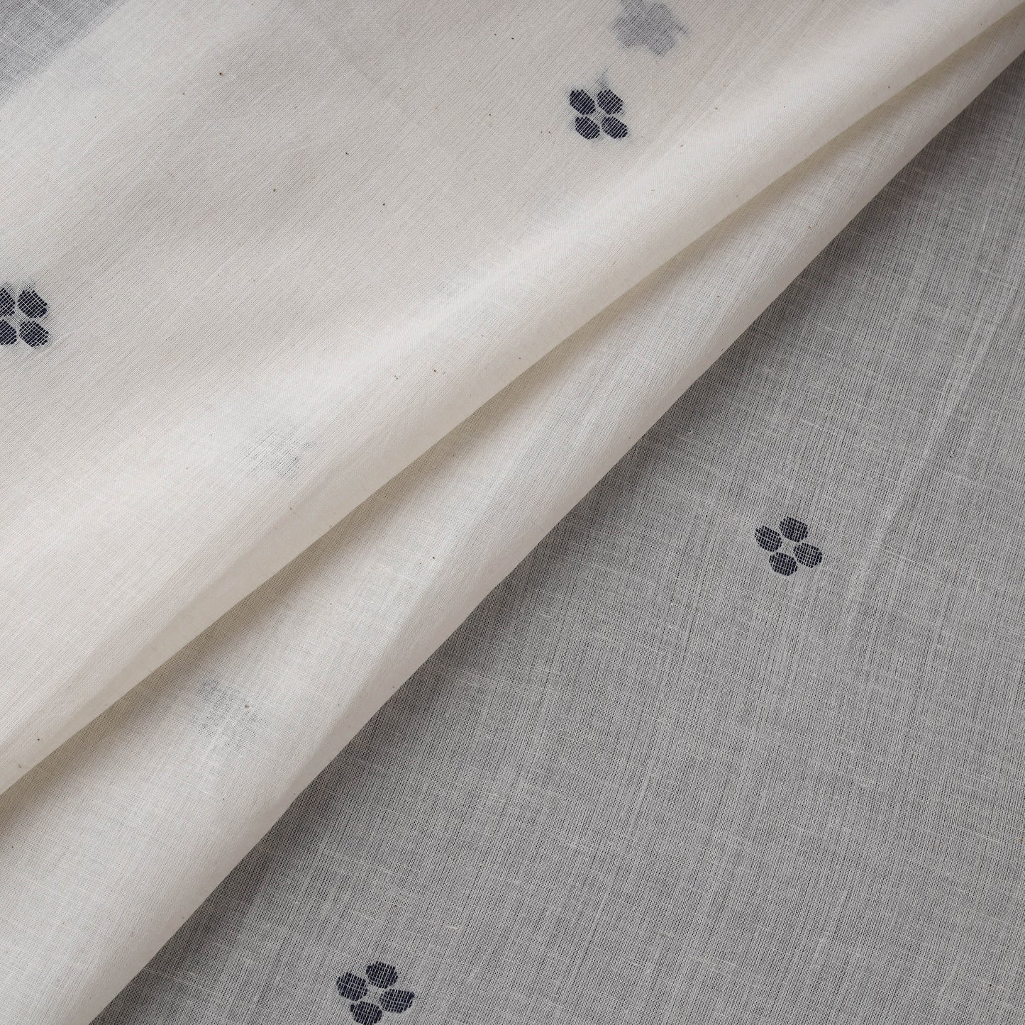 White - Phulia Jamdani Buti Pure Handloom Cotton Fabric (Count 84/92) 17