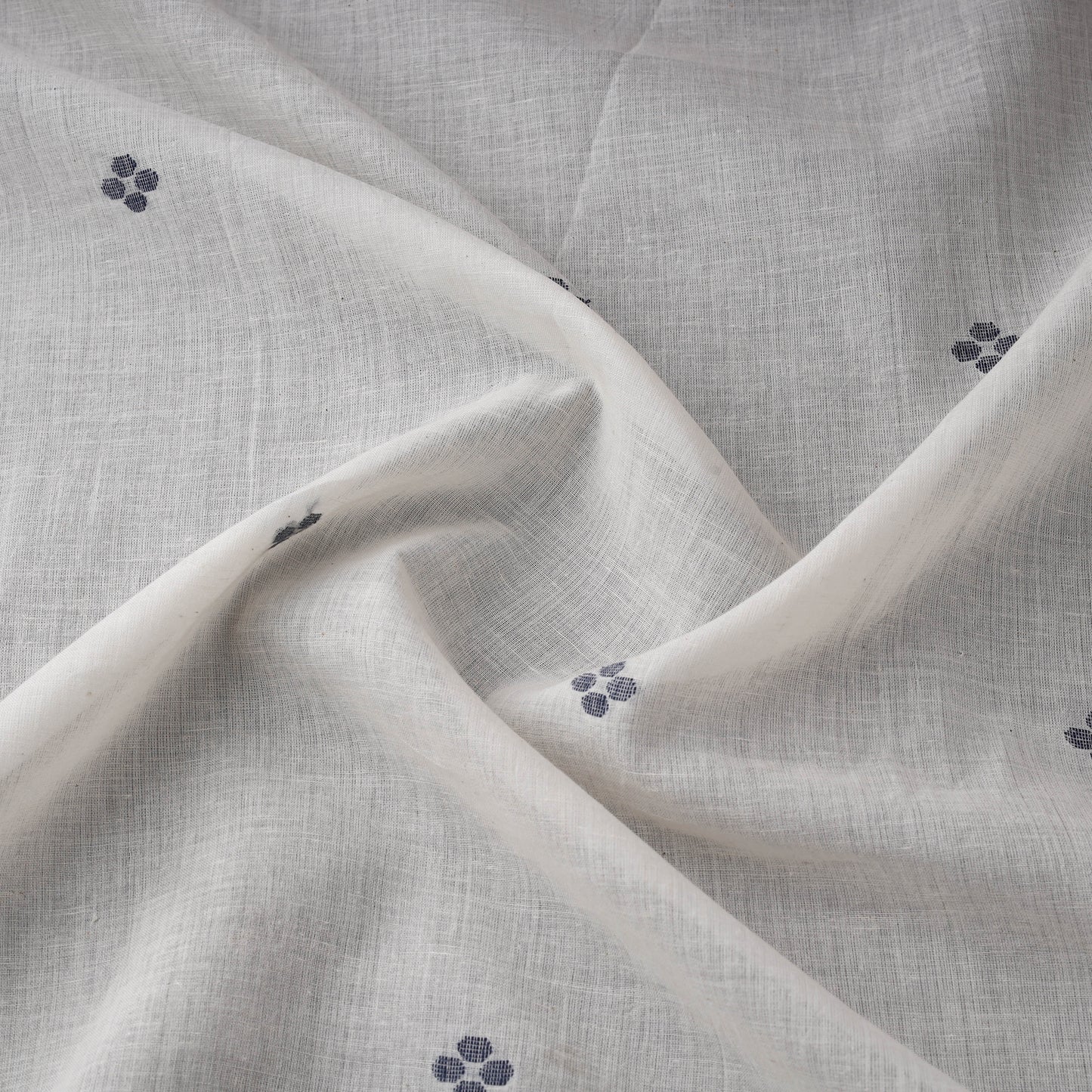 White - Phulia Jamdani Buti Pure Handloom Cotton Fabric (Count 84/92) 17