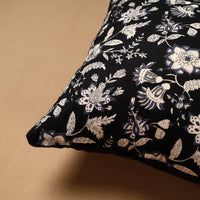 Black - Block Print Cotton Sanganeri Cushion Cover (16 x 16 in) 89