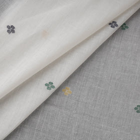 White - Phulia Jamdani Buti Pure Handloom Cotton Fabric (Count 84/92) 15