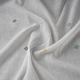 White - Phulia Jamdani Buti Pure Handloom Cotton Fabric (Count 84/92) 15