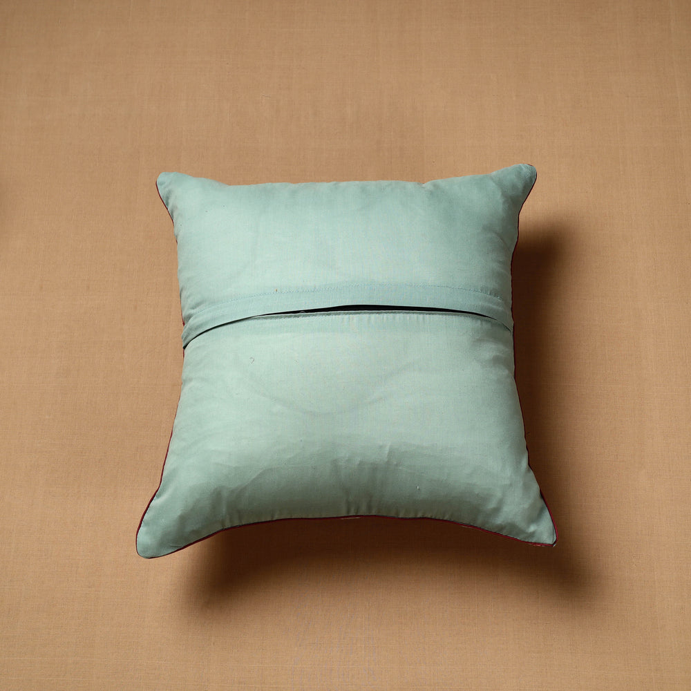 Green - Block Print Cotton Sanganeri Cushion Cover (16 x 16 in) 92