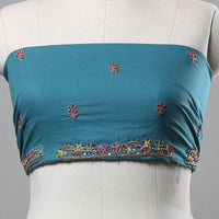 Blue - Zardozi Hand Embroidery Cotton Plain Blouse Piece 22