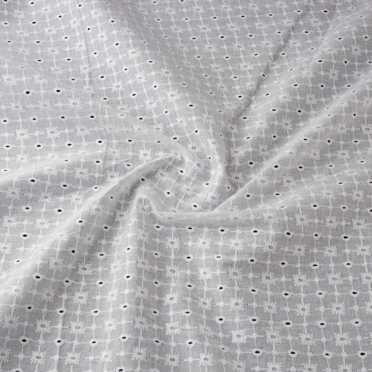 Floral Embroidered Cotton Hakoba Fabric 02