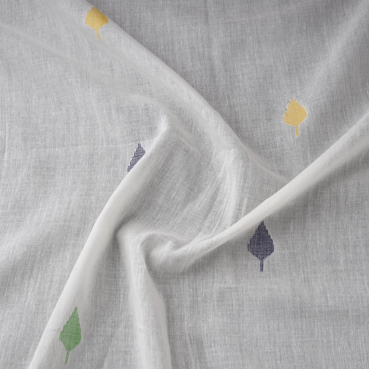 White - Phulia Jamdani Buti Pure Handloom Cotton Fabric (Count 84/92) 12