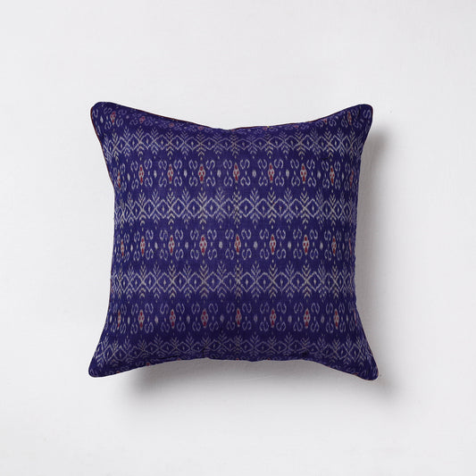 Blue - Sambalpuri Ikat Cotton Cushion Cover (16 x 16 in)