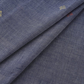 Blue - Phulia Jamdani Buti Pure Handloom Cotton Fabric (Count 84/92) 10