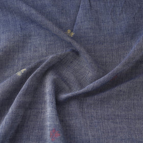 Blue - Phulia Jamdani Buti Pure Handloom Cotton Fabric (Count 84/92) 10