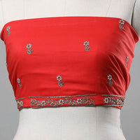 Red - Zardozi Hand Embroidery Cotton Plain Blouse Piece 35