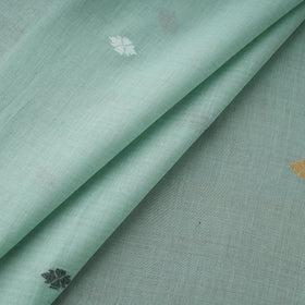 Green - Phulia Jamdani Buti Pure Handloom Cotton Fabric (Count 84/92) 09