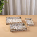 Handcrafted Enamel Coated Rectangle Wooden Serving Trays (Set of 3) 01