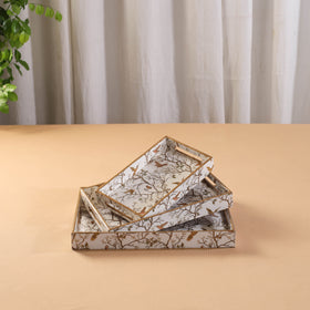 Handcrafted Enamel Coated Rectangle Wooden Serving Trays (Set of 3) 01