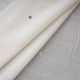 White - Phulia Jamdani Buti Pure Handloom Cotton Fabric (Count 92/40) 06