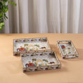 Handcrafted Enamel Coated Rectangle Wooden Serving Trays (Set of 3) 02