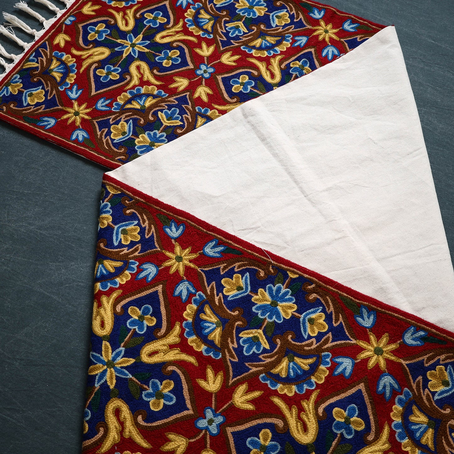 Original Kashmiri Chain Stitch Crewel Hand Embroidery Dining Table Runner (6 x 1.5 Feet) 29