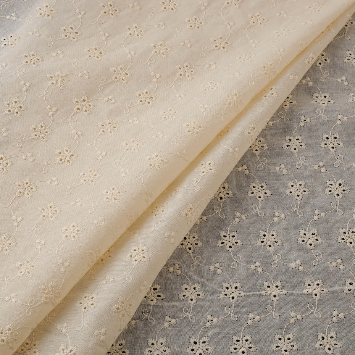 Floral Embroidered Cotton Hakoba Fabric 07