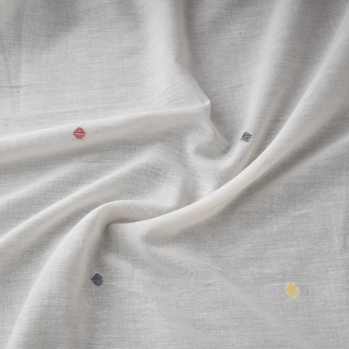 White - Phulia Jamdani Buti Pure Handloom Cotton Fabric (Count 92/40) 06
