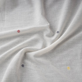 White - Phulia Jamdani Buti Pure Handloom Cotton Fabric (Count 92/40) 06