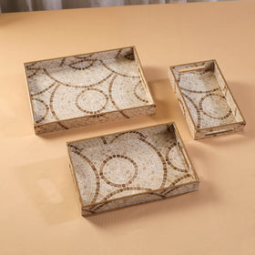 Handcrafted Enamel Coated Rectangle Wooden Serving Trays (Set of 3) 04