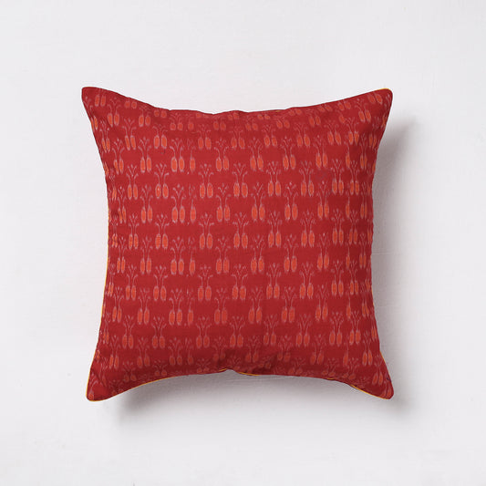 Red - Sambalpuri Ikat Cotton Cushion Cover (16 x 16 in)