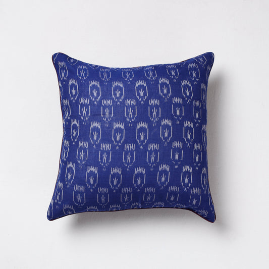 Blue - Sambalpuri Ikat Cotton Cushion Cover (16 x 16 in)