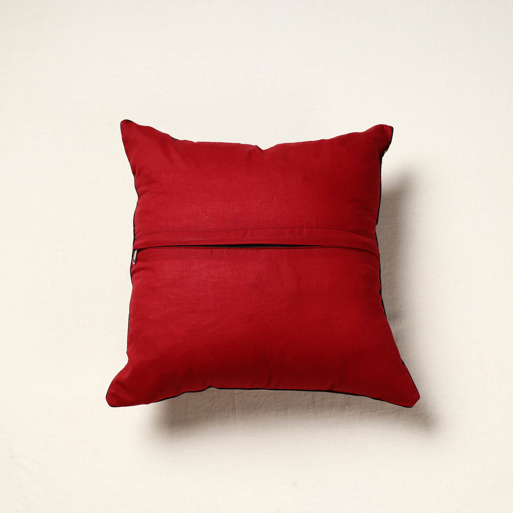 Red - Block Print Cotton Ajrakh Cushion Cover (16 x 16 in) 102