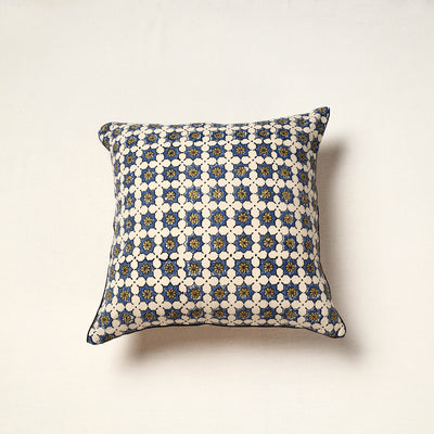 Blue - Block Print Cotton Ajrakh Cushion Cover (16 x 16 in) 103