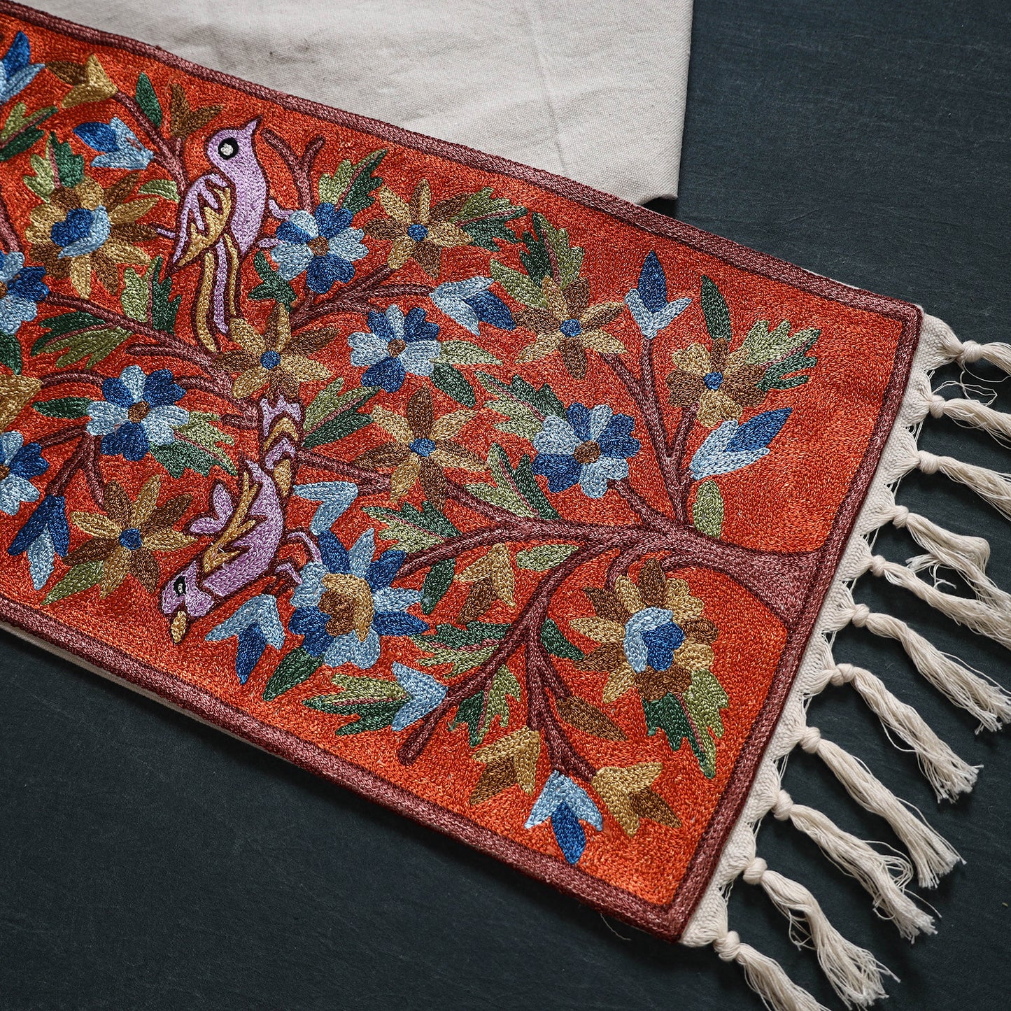 Original Kashmiri Chain Stitch Crewel Hand Embroidery Dining Table Runner (6 x 1 Feet) 34