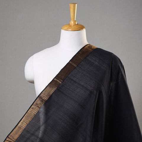 Black - Original Mangalagiri Handloom Cotton Zari Border Fabric 01