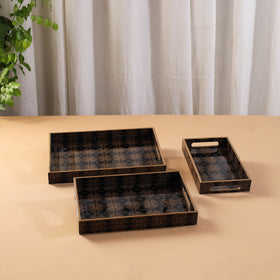 Handcrafted Enamel Coated Rectangle Wooden Serving Trays (Set of 3) 08