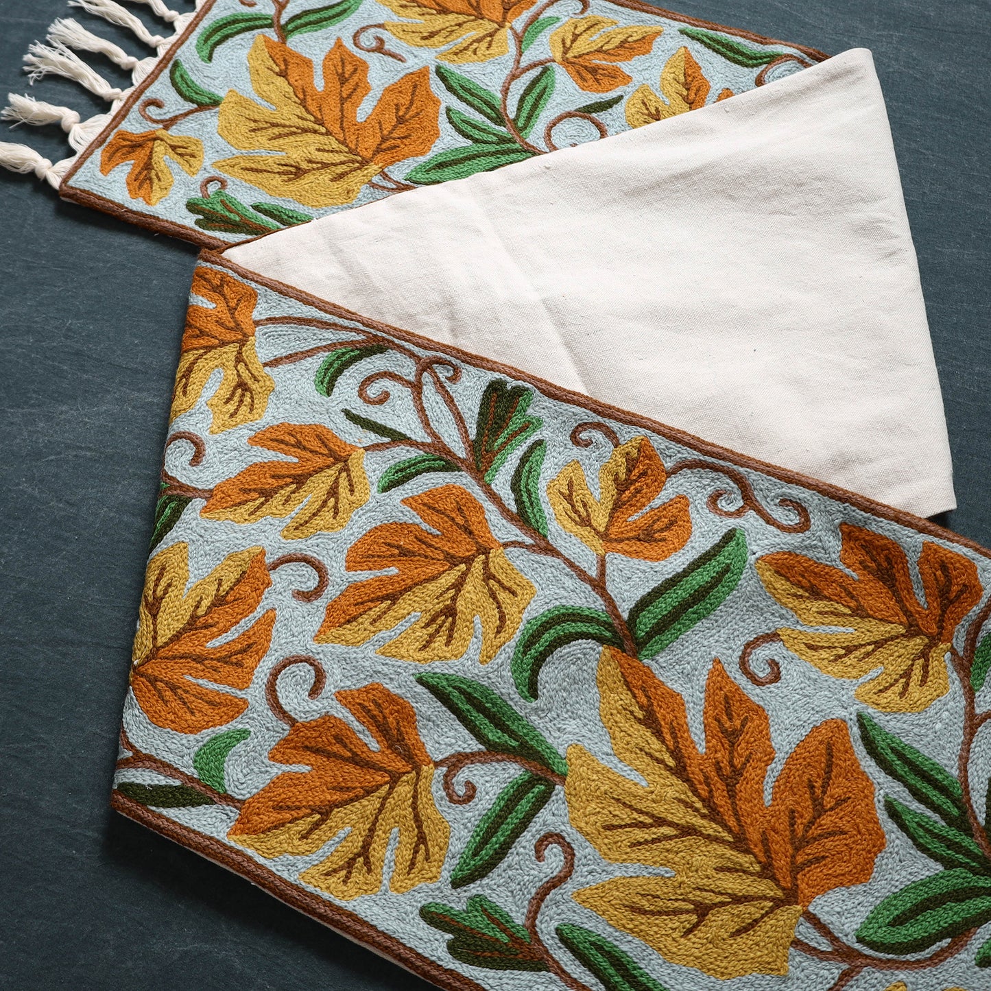 Original Kashmiri Chain Stitch Crewel Hand Embroidery Dining Table Runner (5 x 1 Feet) 35