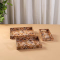 Handcrafted Enamel Coated Rectangle Wooden Serving Trays (Set of 3) 10
