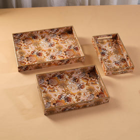 Handcrafted Enamel Coated Rectangle Wooden Serving Trays (Set of 3) 10