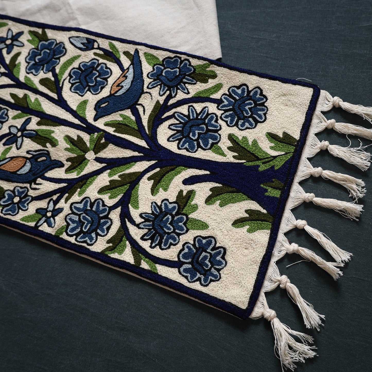 Original Kashmiri Chain Stitch Crewel Hand Embroidery Dining Table Runner (5 x 1 Feet) 36