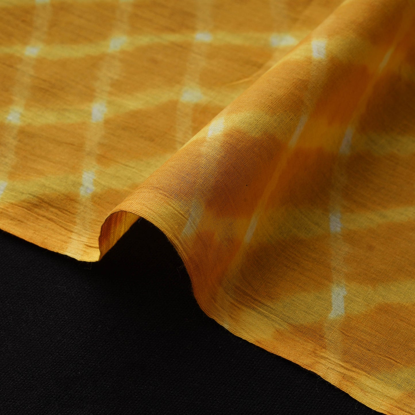 Yellow - Leheriya Tie-Dye Mothra Mul Cotton Fabric 02
