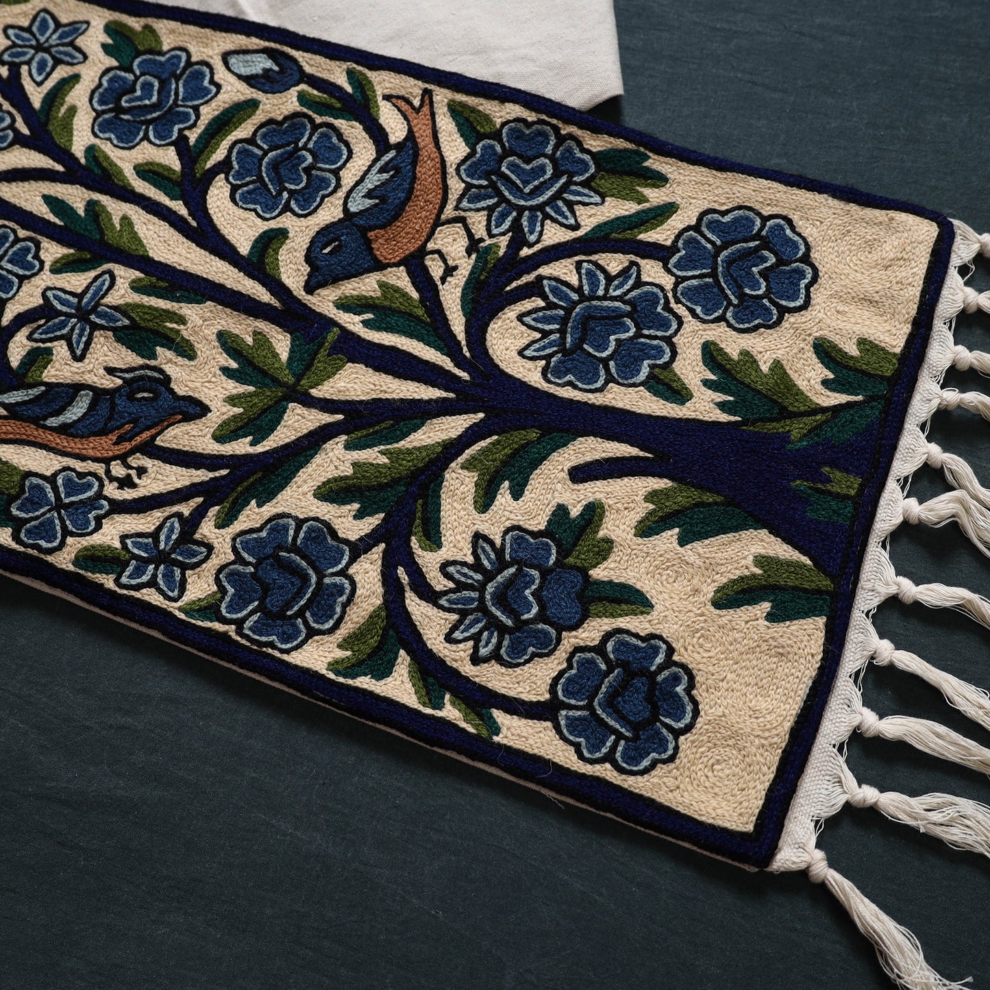 Original Kashmiri Chain Stitch Crewel Hand Embroidery Dining Table Runner (5 x 1 Feet) 37
