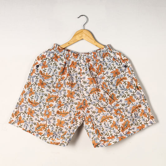 Multicolor - Sanganeri Block Printed Cotton Unisex Boxer/Shorts